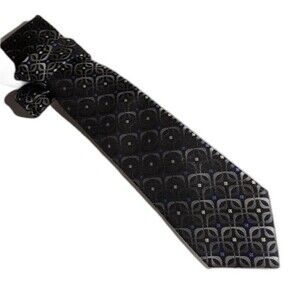 Pronto Uomo Couture Tie Black & Silver Blue Dots Dress Up Business Casual